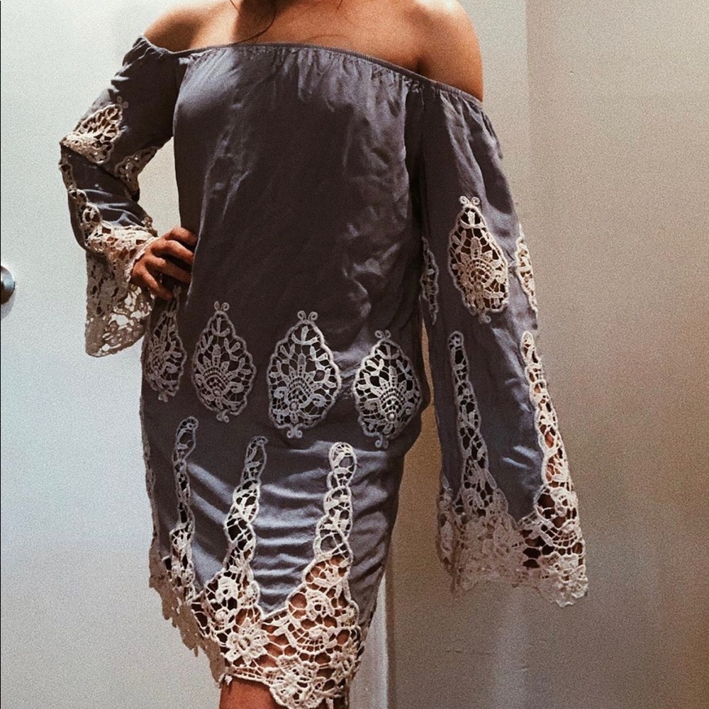 Blue and White Lace Dress
